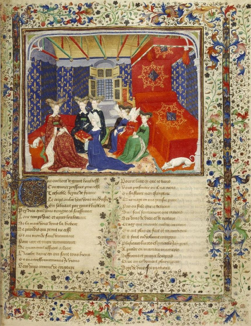 Harley MS 4431: Christine de Pizan presenting her book to Queen Isabeau